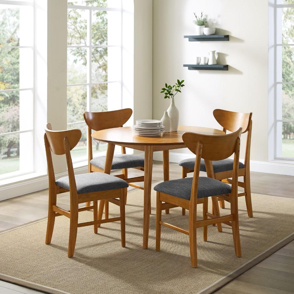 Crosley Furniture - Landon 5 Piece Round Dining Set Acorn - Table & 4 Wood Back Chairs - KF13044AC veiw 7