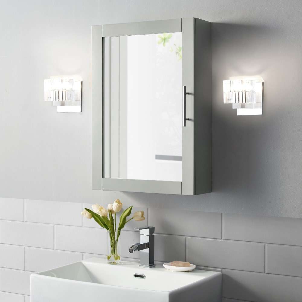 Crosley Furniture - Savannah Mirrored Wall Cabinet Gray - CF7028-GY veiw 1