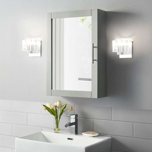 Crosley Furniture - Savannah Mirrored Wall Cabinet Gray - CF7028-GY veiw 1