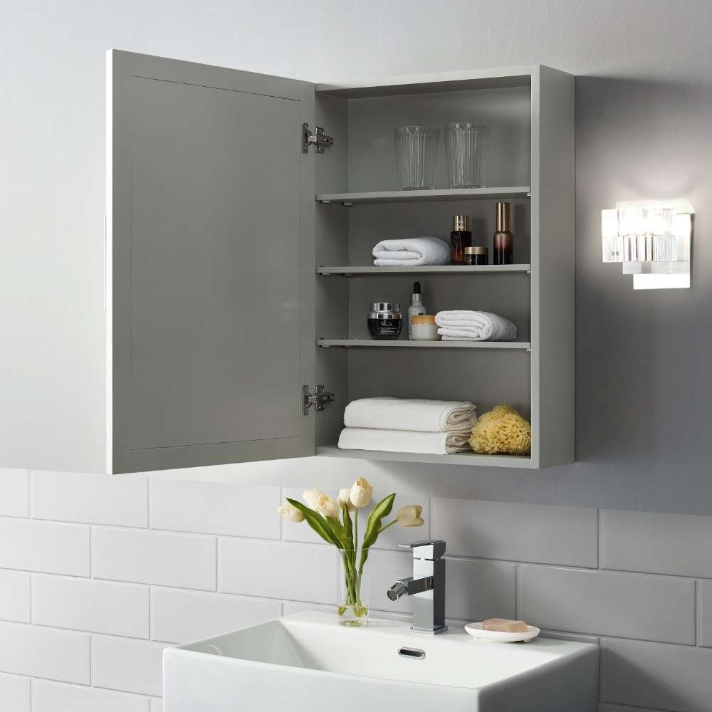 Crosley Furniture - Savannah Mirrored Wall Cabinet Gray - CF7028-GY veiw 3