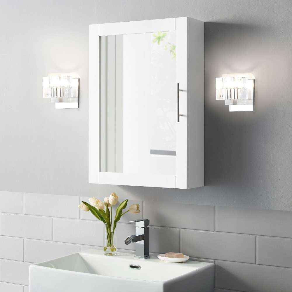 Crosley Furniture - Savannah Mirrored Wall Cabinet White - CF7028-WH veiw 1