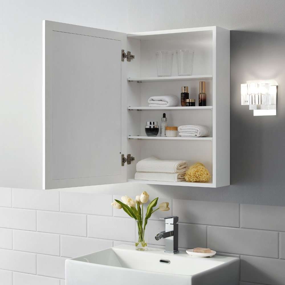 Crosley Furniture - Savannah Mirrored Wall Cabinet White - CF7028-WH veiw 3