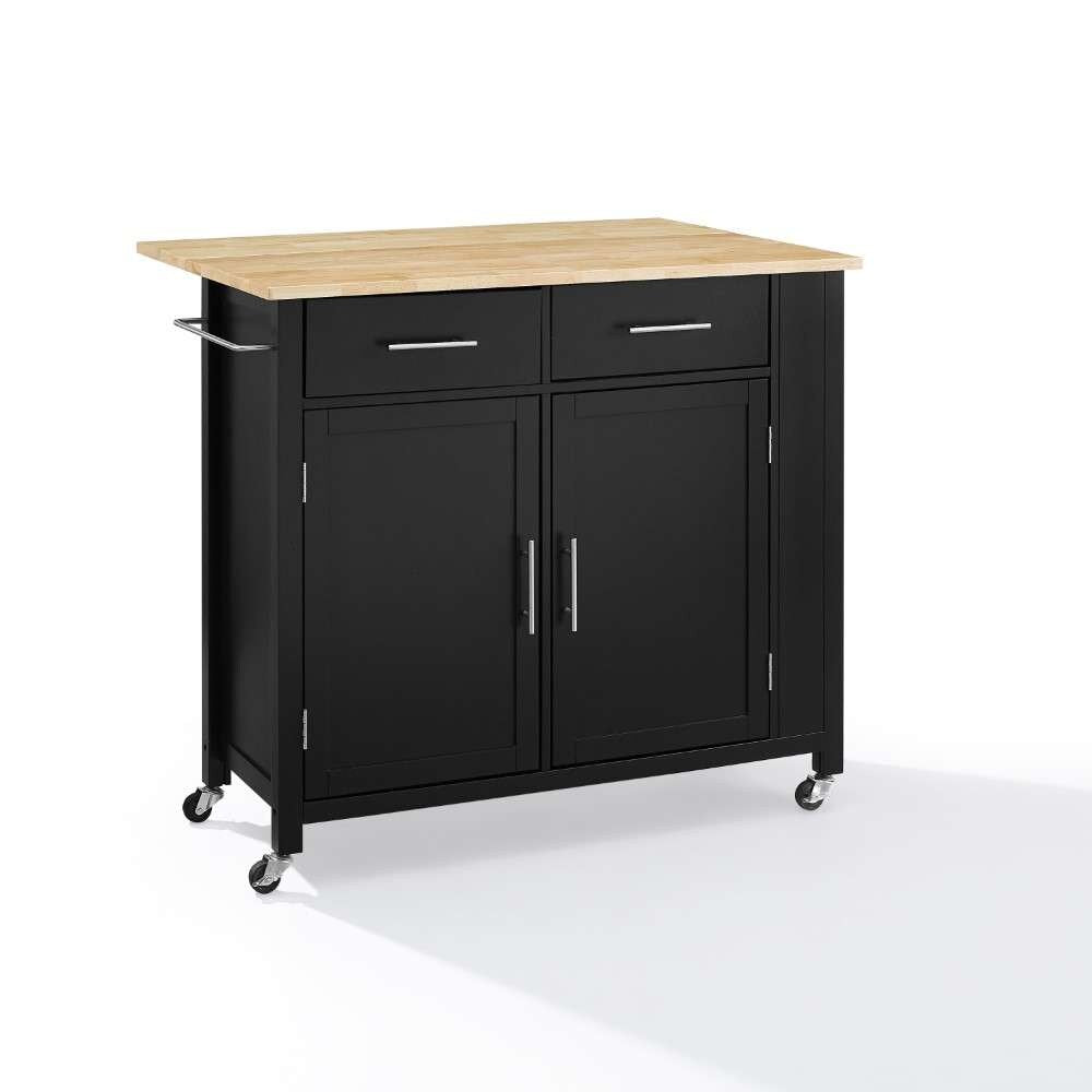 Crosley Furniture - Savannah Wood Top Drop Leaf Kitchen Island-Cart Black - CF3031NA-BK veiw 8