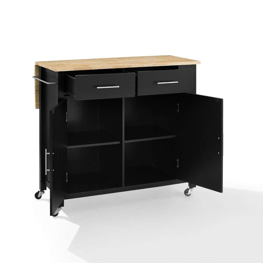 Crosley Furniture - Savannah Wood Top Drop Leaf Kitchen Island-Cart Black - CF3031NA-BK veiw 9
