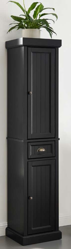 Crosley Furniture - Seaside Tall Linen Cabinet Distressed Black - CF7019-BK veiw 1