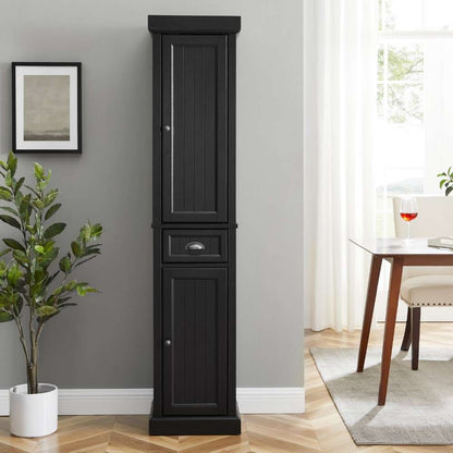 Crosley Furniture - Seaside Tall Linen Cabinet Distressed Black - CF7019-BK veiw 5