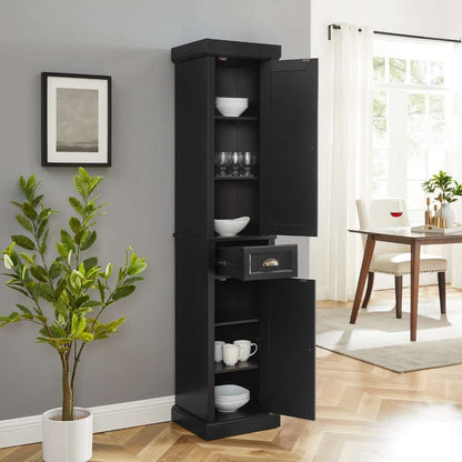 Crosley Furniture - Seaside Tall Linen Cabinet Distressed Black - CF7019-BK veiw 6