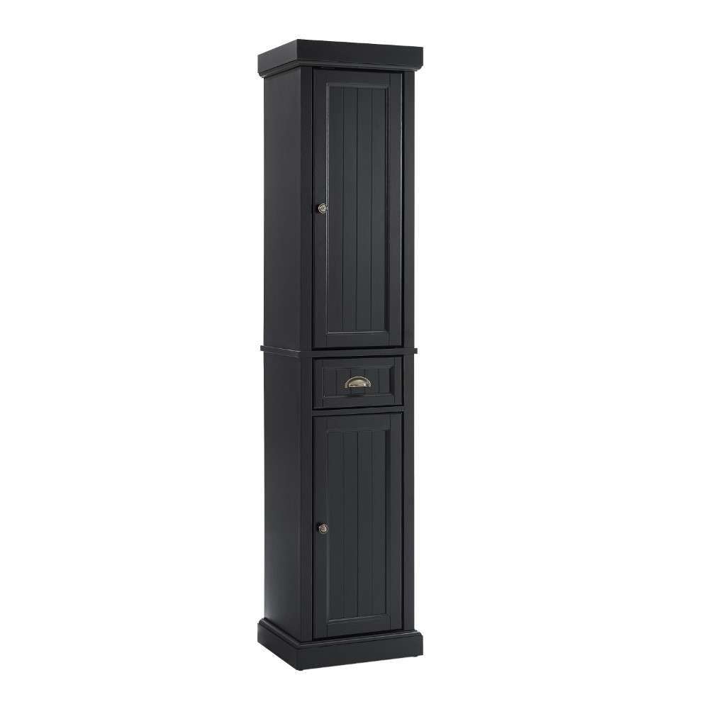 Crosley Furniture - Seaside Tall Linen Cabinet Distressed Black - CF7019-BK veiw 7