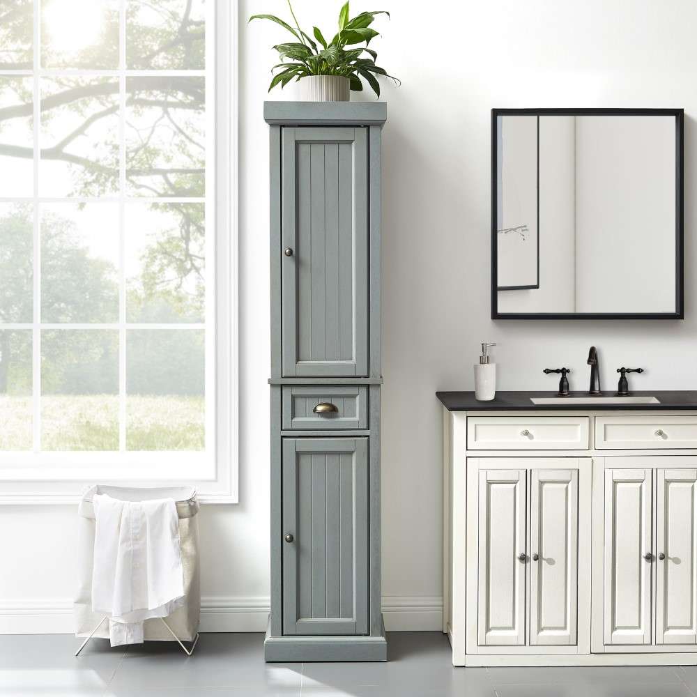 Crosley Furniture - Seaside Tall Linen Cabinet Distressed Gray - CF7019-GY veiw 2