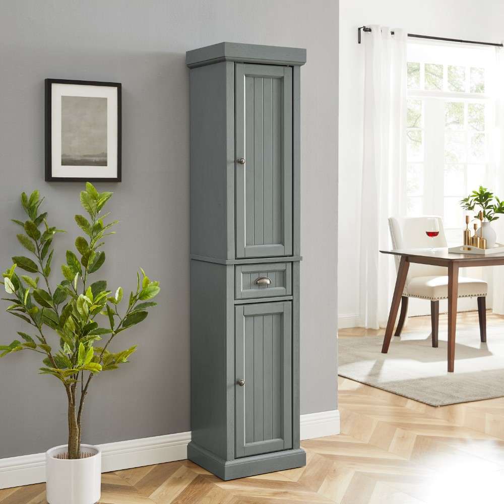 Crosley Furniture - Seaside Tall Linen Cabinet Distressed Gray - CF7019-GY veiw 4