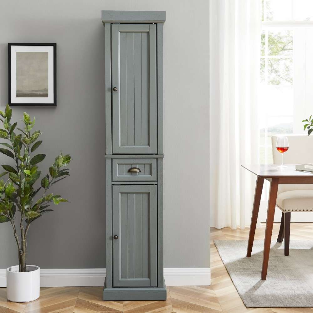 Crosley Furniture - Seaside Tall Linen Cabinet Distressed Gray - CF7019-GY veiw 5