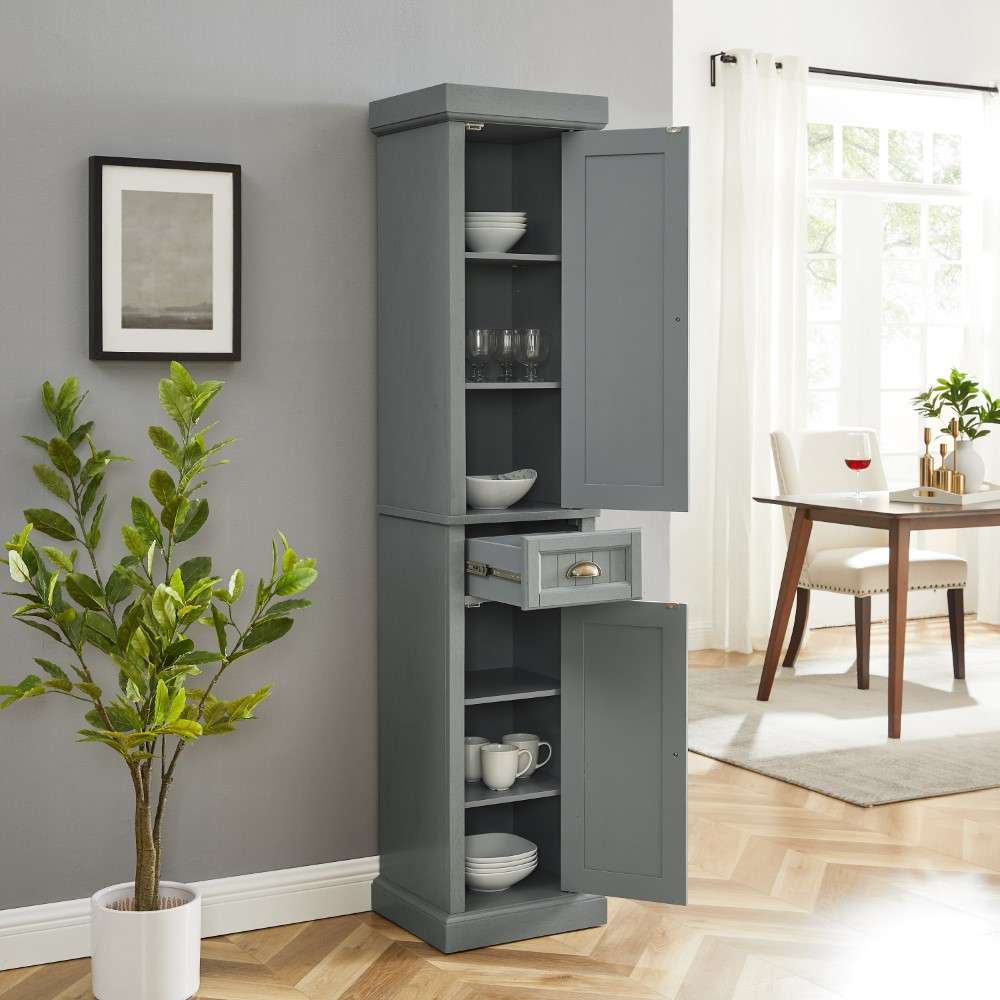 Crosley Furniture - Seaside Tall Linen Cabinet Distressed Gray - CF7019-GY veiw 6