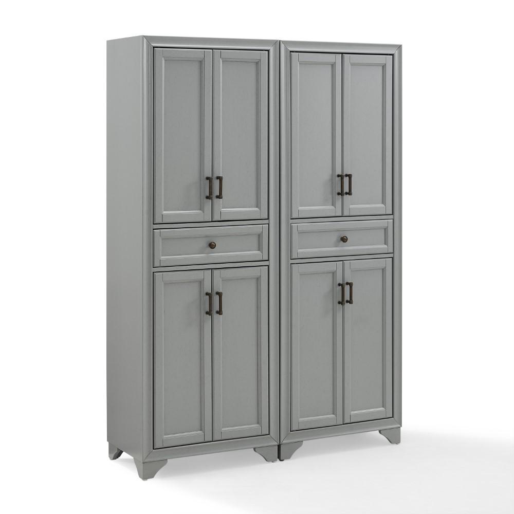Crosley Furniture - Tara 2 Piece Pantry Set Distressed Gray - 2 Pantries - KF33005GY veiw 1
