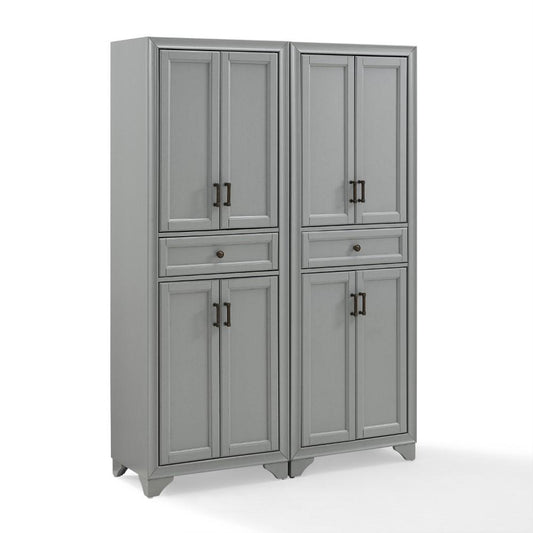 Crosley Furniture - Tara 2 Piece Pantry Set Distressed Gray - 2 Pantries - KF33005GY veiw 1