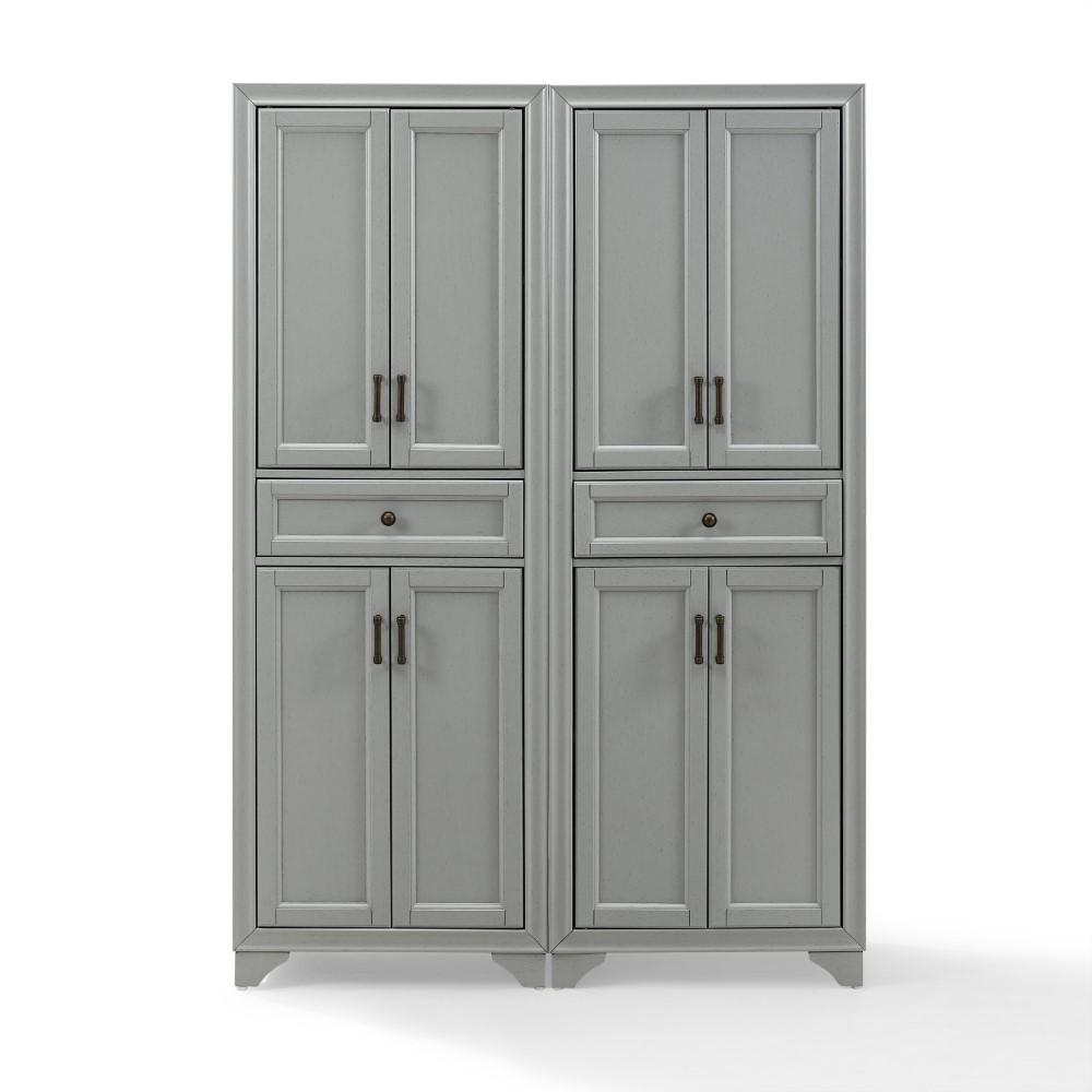 Crosley Furniture - Tara 2 Piece Pantry Set Distressed Gray - 2 Pantries - KF33005GY veiw 2