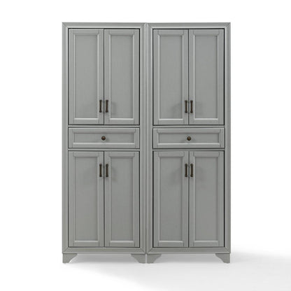 Crosley Furniture - Tara 2 Piece Pantry Set Distressed Gray - 2 Pantries - KF33005GY veiw 2
