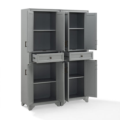 Crosley Furniture - Tara 2 Piece Pantry Set Distressed Gray - 2 Pantries - KF33005GY veiw 3