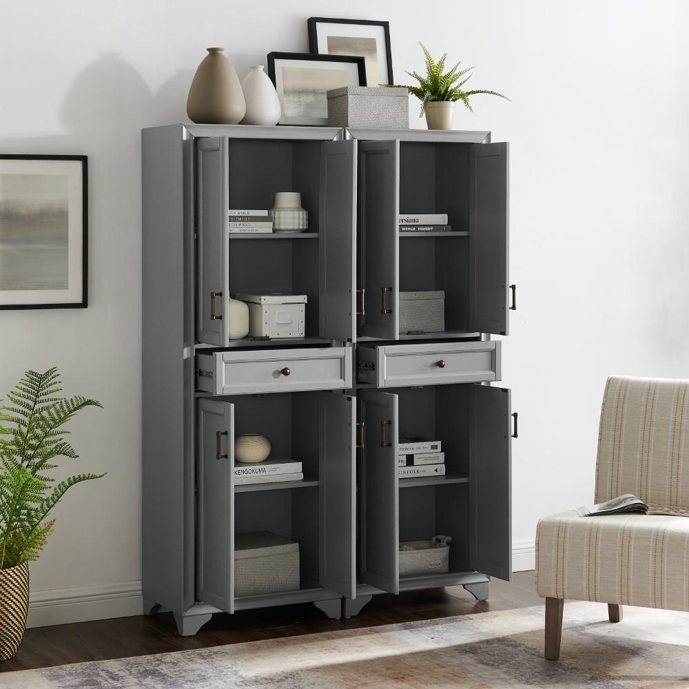 Crosley Furniture - Tara 2 Piece Pantry Set Distressed Gray - 2 Pantries - KF33005GY veiw 9