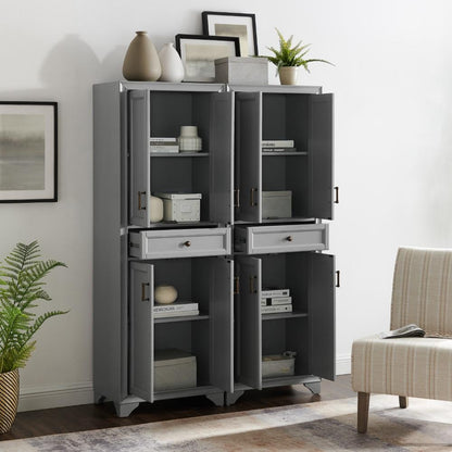 Crosley Furniture - Tara 2 Piece Pantry Set Distressed Gray - 2 Pantries - KF33005GY veiw 9