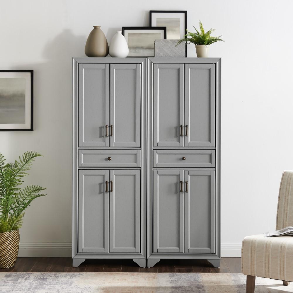 Crosley Furniture - Tara 2 Piece Pantry Set Distressed Gray - 2 Pantries - KF33005GY veiw 10