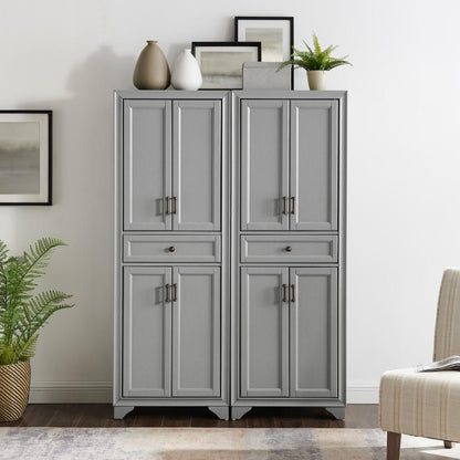 Crosley Furniture - Tara 2 Piece Pantry Set Distressed Gray - 2 Pantries - KF33005GY veiw 10