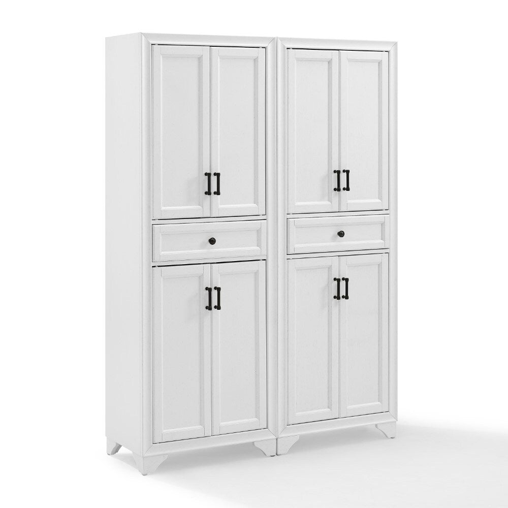 Crosley Furniture - Tara 2 Piece Pantry Set Distressed White - 2 Pantries - KF33005WH veiw 1