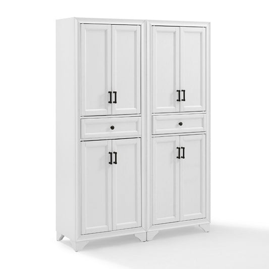 Crosley Furniture - Tara 2 Piece Pantry Set Distressed White - 2 Pantries - KF33005WH veiw 1