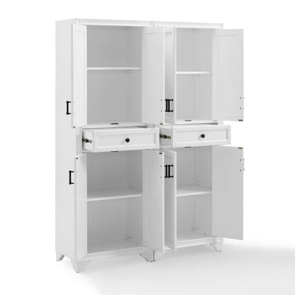 Crosley Furniture - Tara 2 Piece Pantry Set Distressed White - 2 Pantries - KF33005WH veiw 3