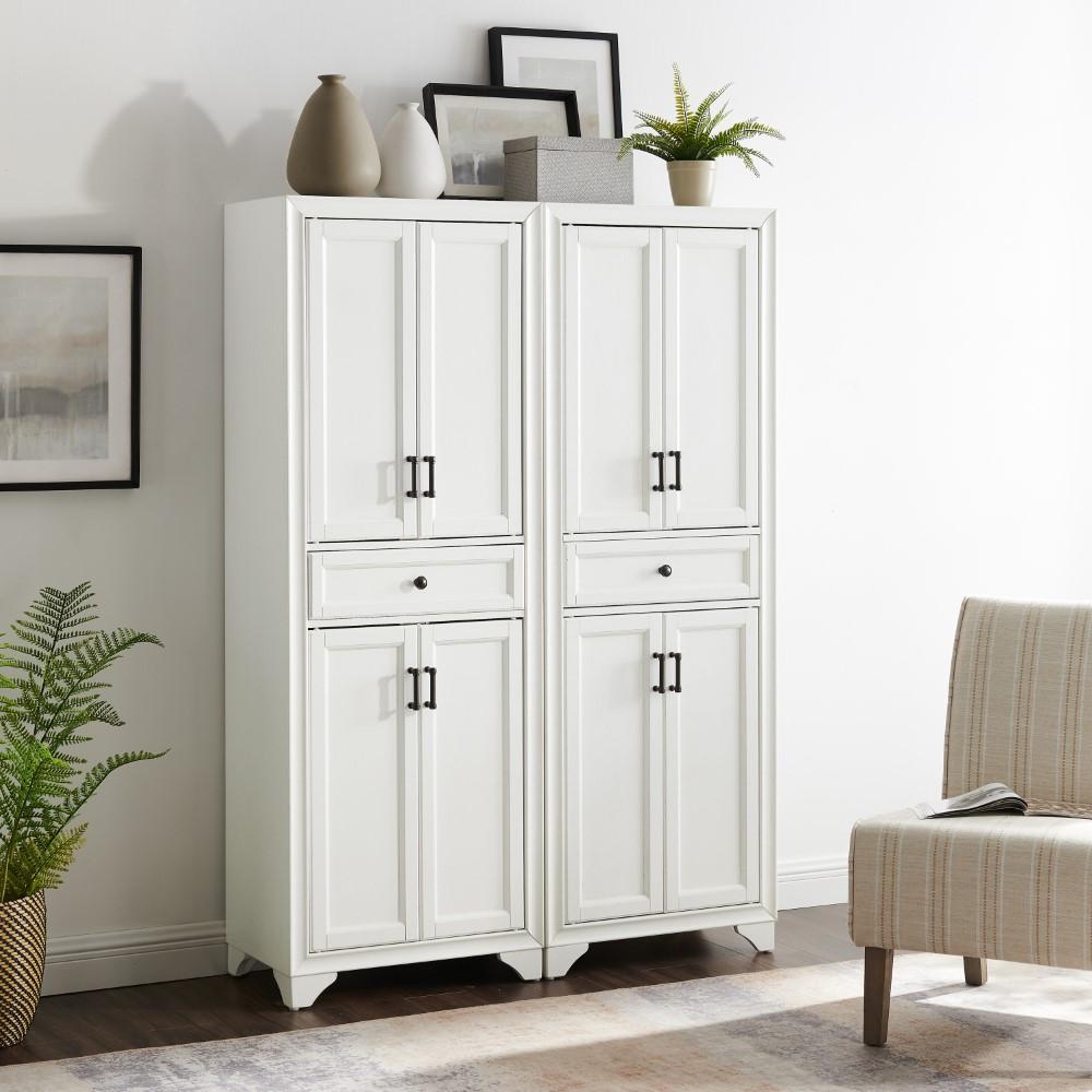 Crosley Furniture - Tara 2 Piece Pantry Set Distressed White - 2 Pantries - KF33005WH veiw 8