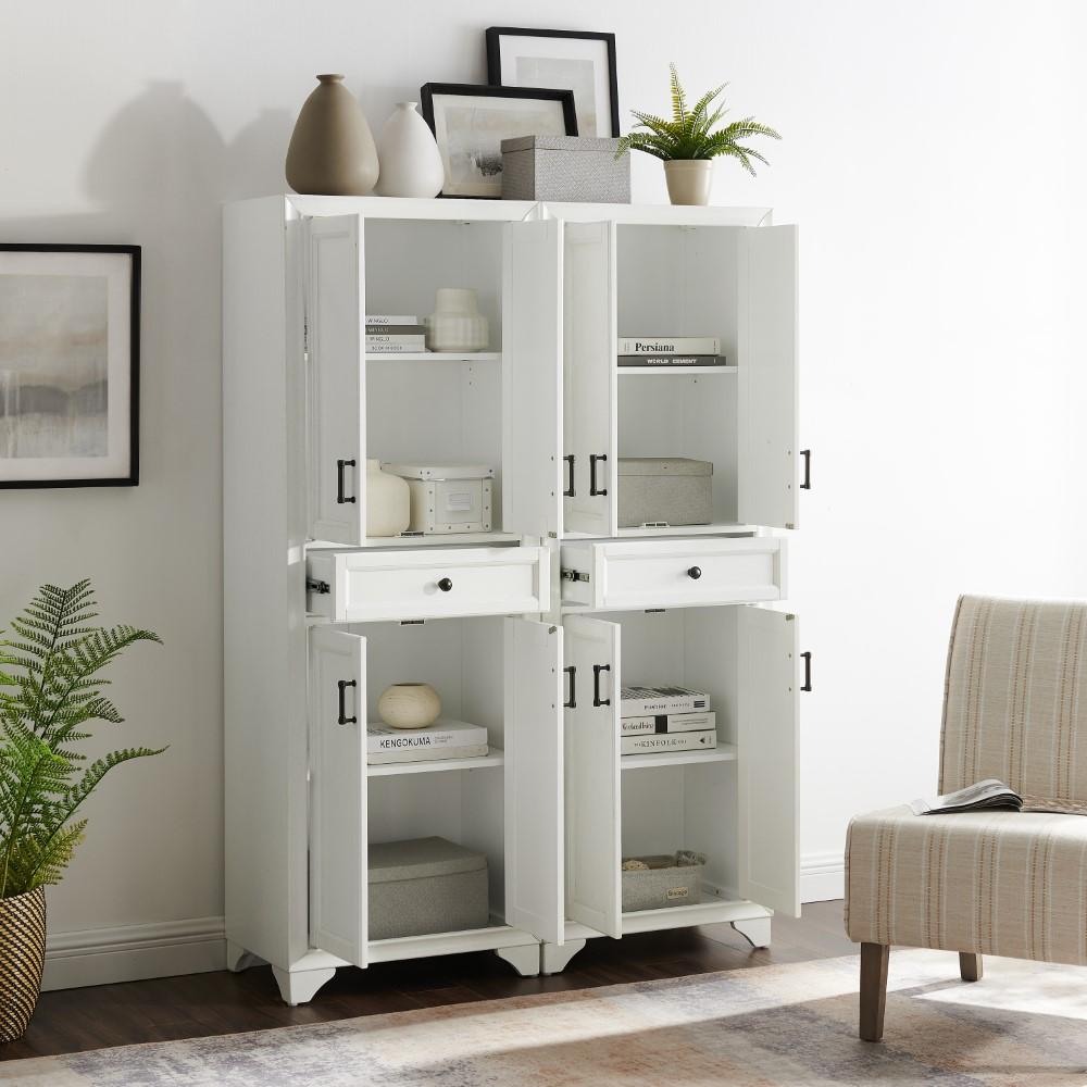 Crosley Furniture - Tara 2 Piece Pantry Set Distressed White - 2 Pantries - KF33005WH veiw 9