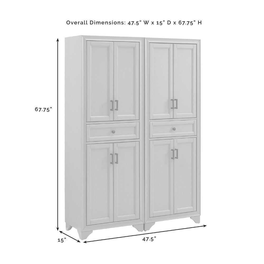 Crosley Furniture - Tara 2 Piece Pantry Set Distressed White - 2 Pantries - KF33005WH veiw 11