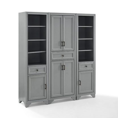Crosley Furniture - Tara 3 Piece Pantry Set Distressed Gray - Pantry & 2 Linen Cabinets - KF33006GY veiw 1