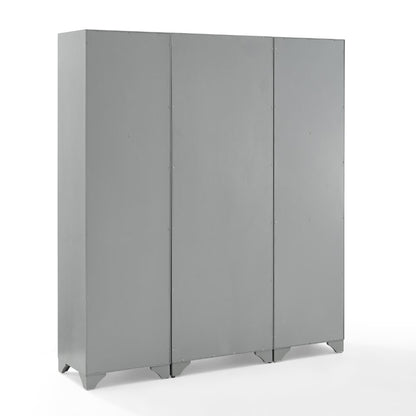Crosley Furniture - Tara 3 Piece Pantry Set Distressed Gray - Pantry & 2 Linen Cabinets - KF33006GY veiw 4