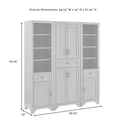 Crosley Furniture - Tara 3 Piece Pantry Set Distressed Gray - Pantry & 2 Linen Cabinets - KF33006GY veiw 11