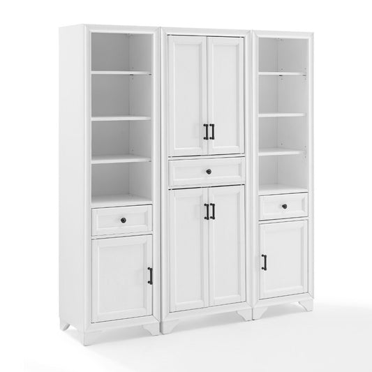 Crosley Furniture - Tara 3 Piece Pantry Set Distressed White - Pantry & 2 Linen Cabinets - KF33006WH veiw 1