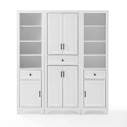 Crosley Furniture - Tara 3 Piece Pantry Set Distressed White - Pantry & 2 Linen Cabinets - KF33006WH veiw 2