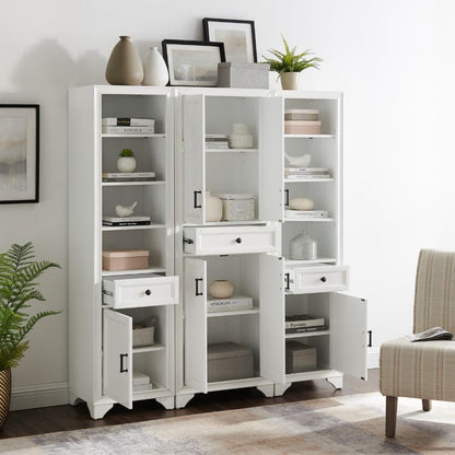 Crosley Furniture - Tara 3 Piece Pantry Set Distressed White - Pantry & 2 Linen Cabinets - KF33006WH veiw 9