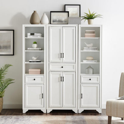 Crosley Furniture - Tara 3 Piece Pantry Set Distressed White - Pantry & 2 Linen Cabinets - KF33006WH veiw 10