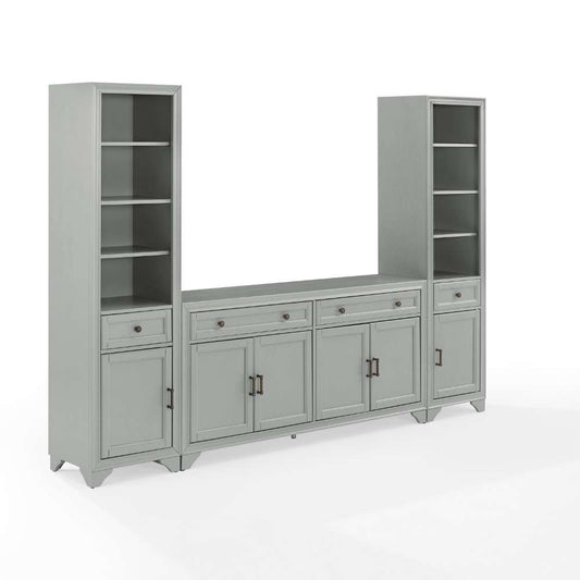Crosley Furniture - Tara 3Pc Sideboard And Bookcase Set Distressed Gray - Sideboard & 2 Bookcases - KF33014GY veiw 1