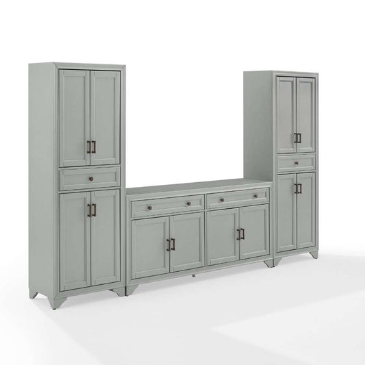 Crosley Furniture - Tara 3Pc Sideboard And Pantry Set Distressed Gray - Sideboard & 2 Pantries - KF33012GY veiw 1