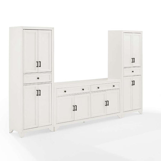 Crosley Furniture - Tara 3Pc Sideboard And Pantry Set Distressed White - Sideboard & 2 Pantries - KF33012WH veiw 1