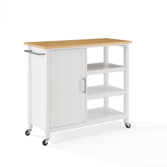 Crosley Furniture - Tristan Open Kitchen Island/Cart White/Natural - CF3035NA-WH veiw 2