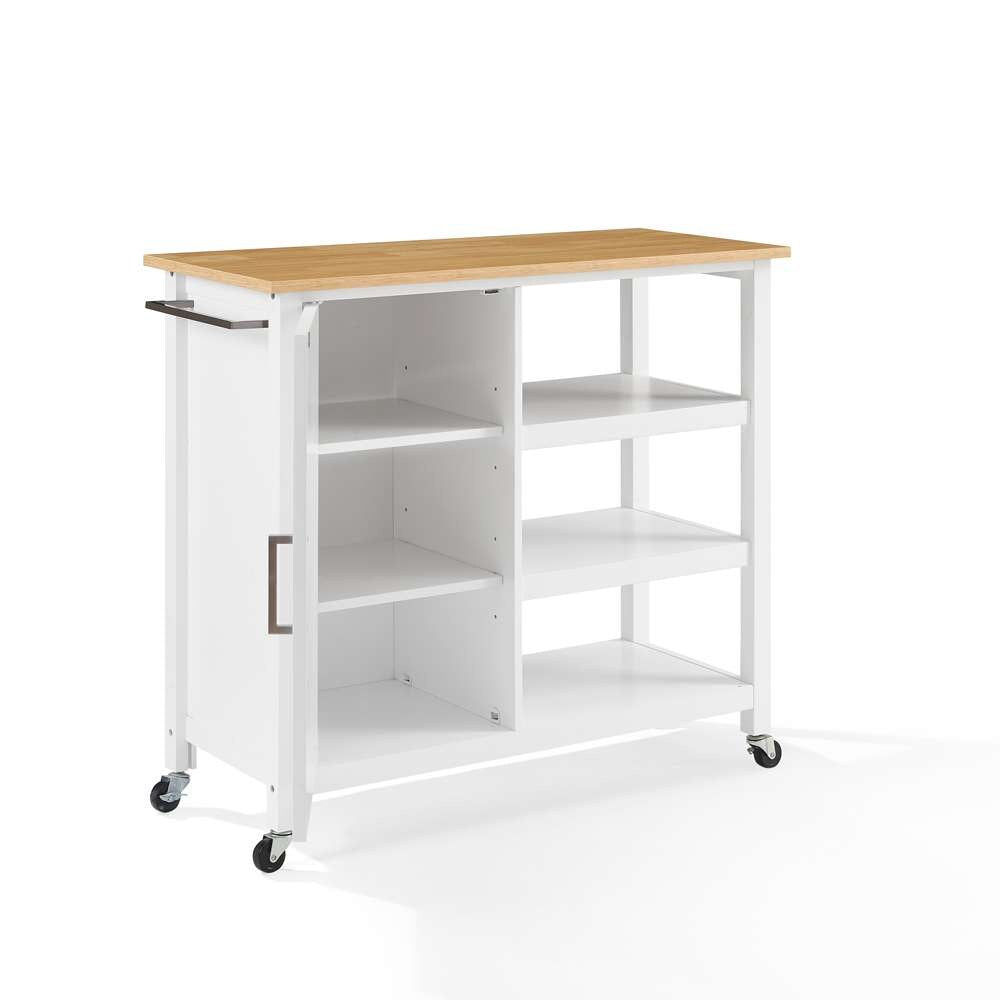 Crosley Furniture - Tristan Open Kitchen Island/Cart White/Natural - CF3035NA-WH veiw 4