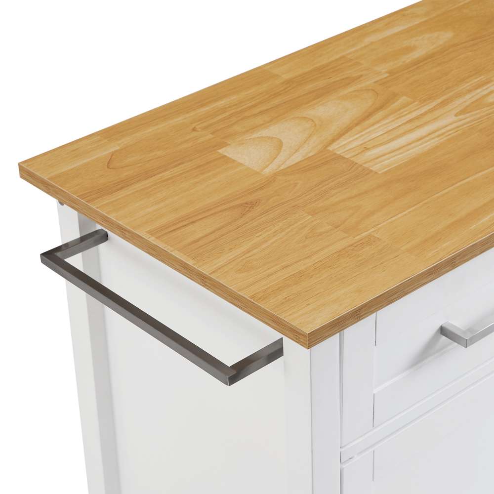 Crosley Furniture - Tristan Open Kitchen Island/Cart White/Natural - CF3035NA-WH veiw 7