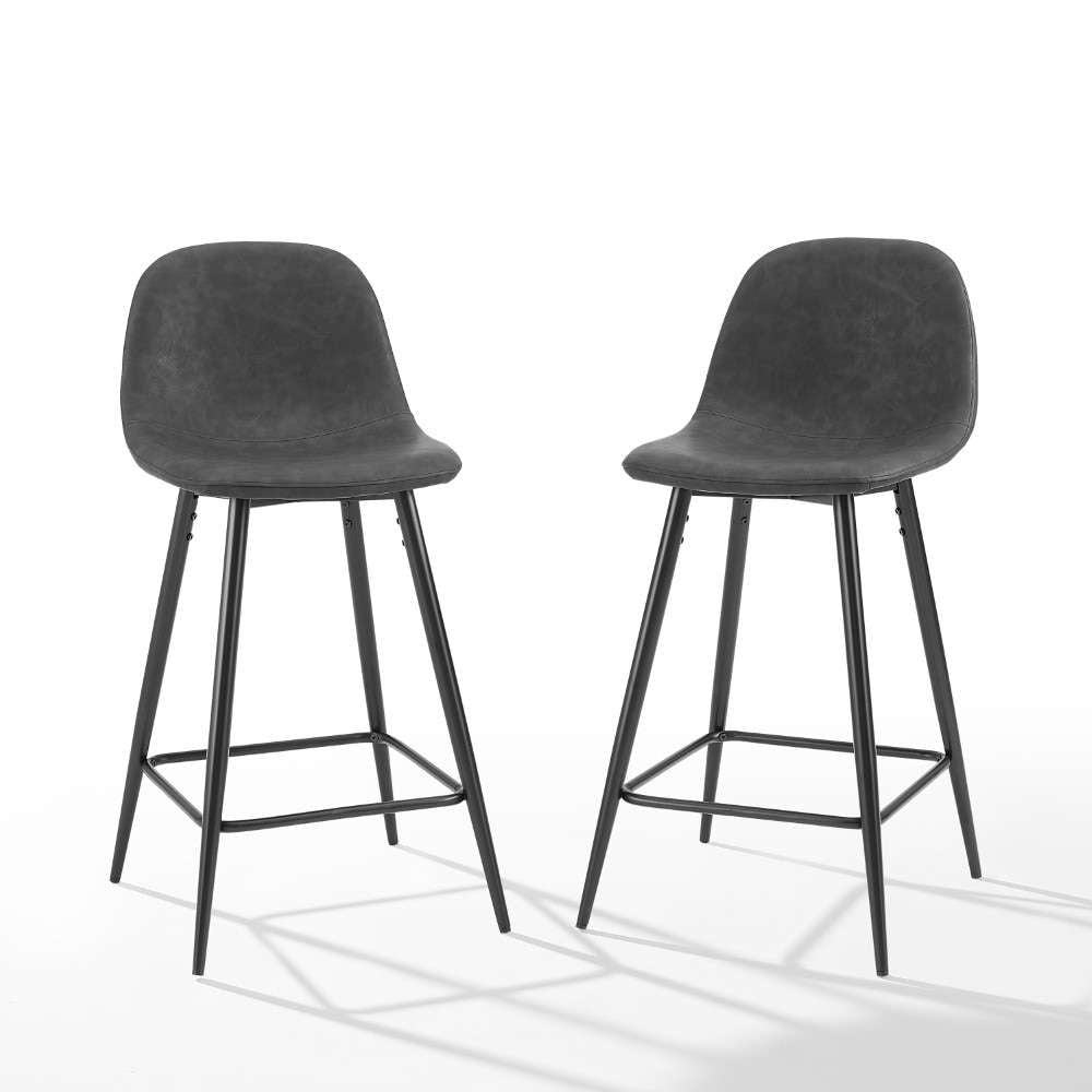 Crosley Furniture - Weston 2Pc Counter Stool Set Distressed Black/Matte Black (Set of 2) - CF501625-BK veiw 1