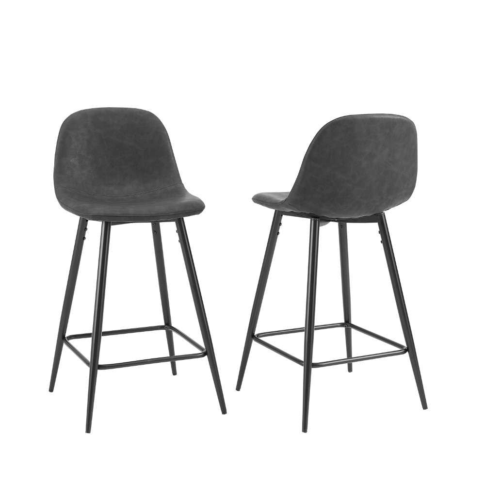 Crosley Furniture - Weston 2Pc Counter Stool Set Distressed Black/Matte Black (Set of 2) - CF501625-BK veiw 2