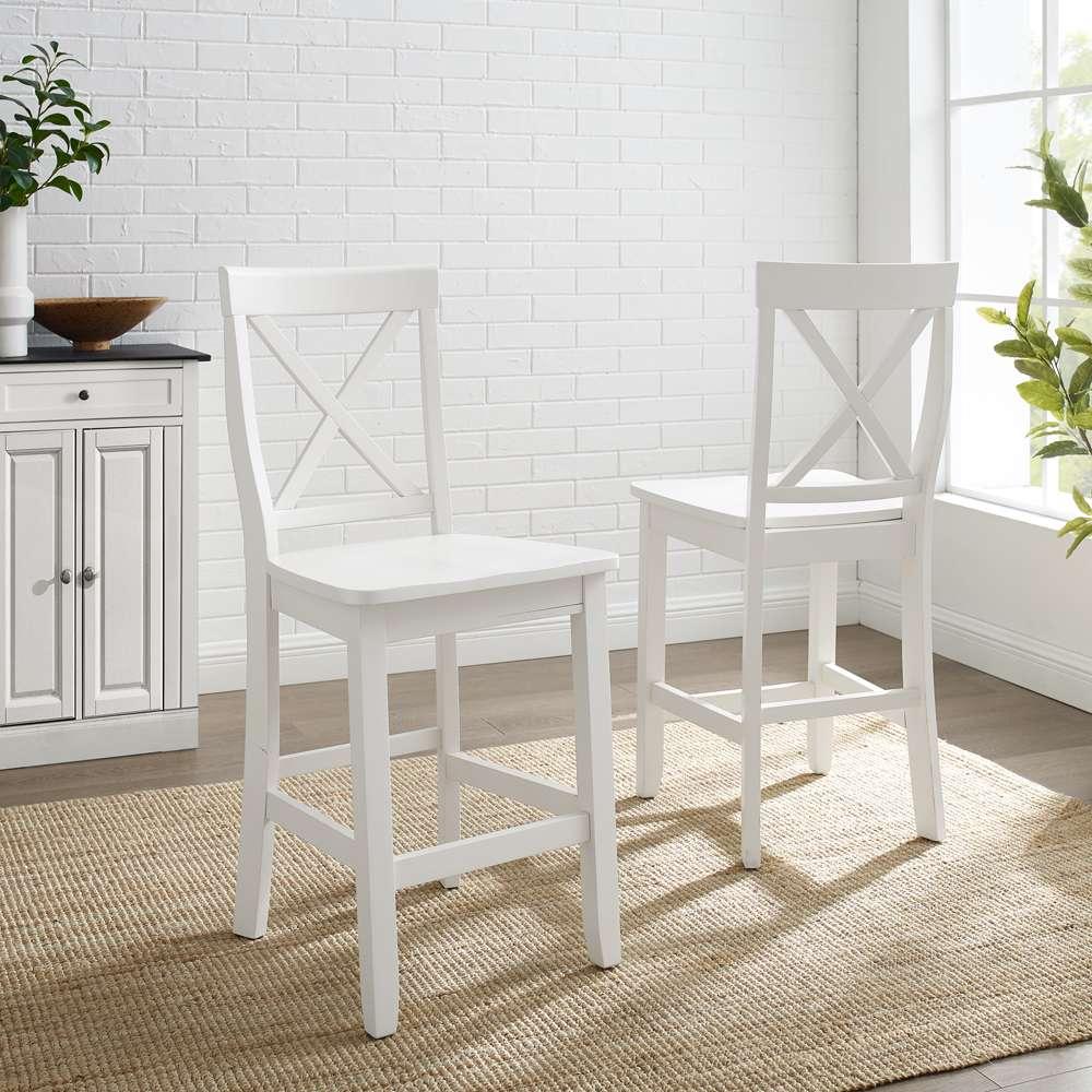 Crosley Furniture - X-Back 2Pc Counter Stool Set White - 2 Stools - CF500424-WH veiw 1