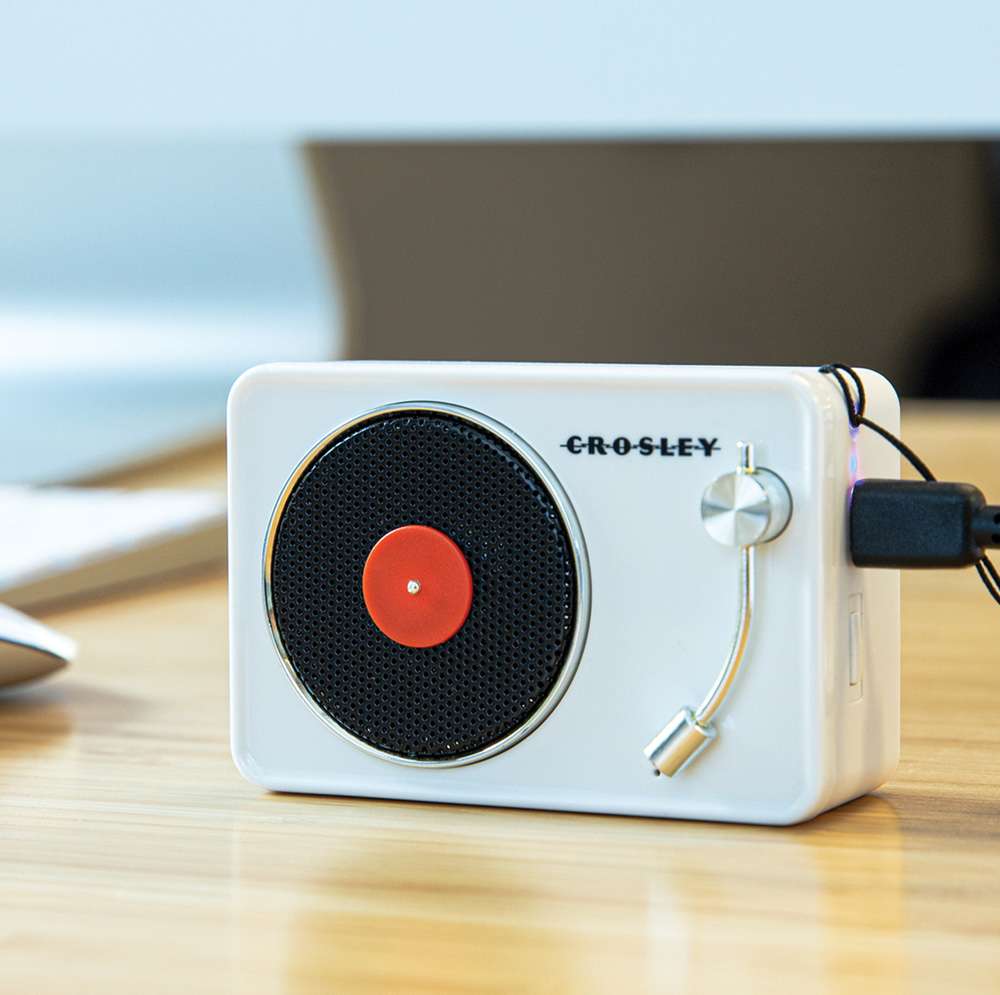 Crosley Radio - Mini Record Player Bluetooth Speaker In White - CR3029A-WH veiw 2