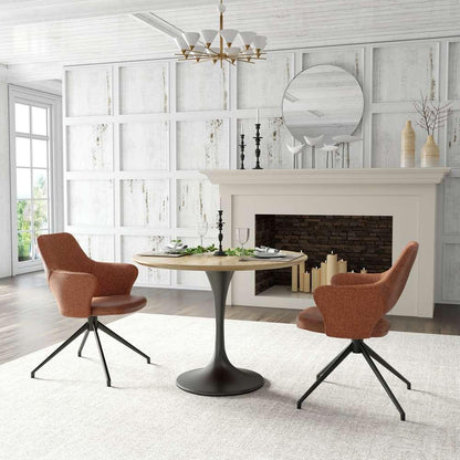 Euro Style - Astrid 40in Round Dining Table in American Natural White Oak Veneer Top with Oak Heat Transfer Tulip Steel Base - 90264OAK-KIT veiw 5
