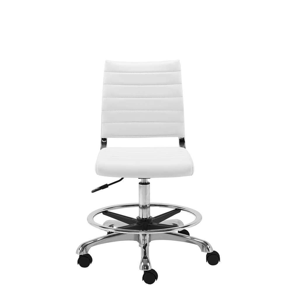 Euro Style - Axel Adjustable Height Drafting Stool in White with Aluminum Base - 10602-WHT veiw 1